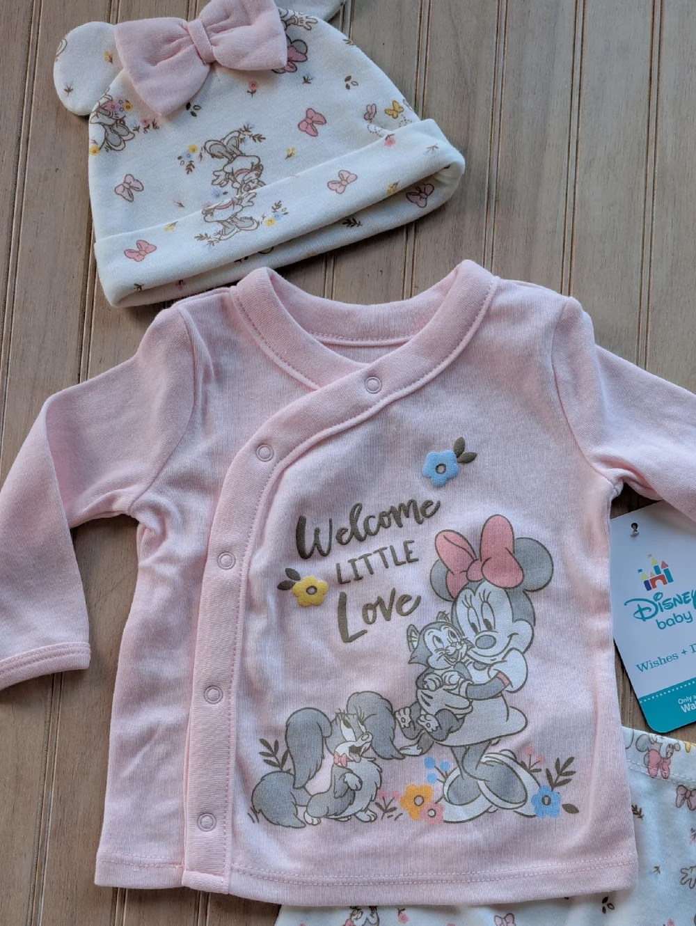 NWT Disney Baby Infant Girl Minnie Mouse Welcome Little Love 3 Piece Outfit Set